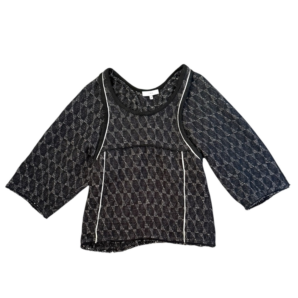 IRO Rossa Distressed Hem 3/4 Sleeve Sweater Top